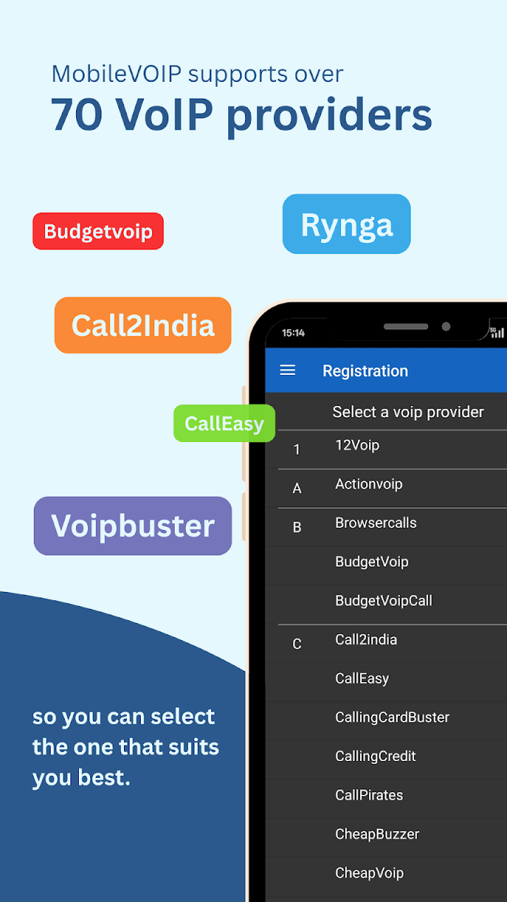 MobileVOIP international calls screenshot
